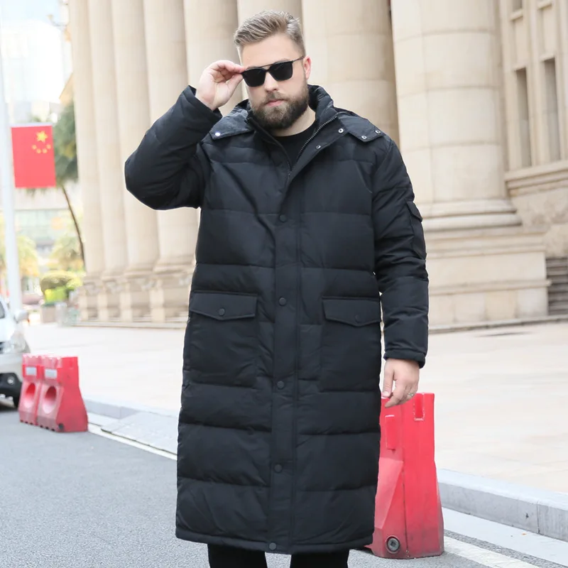 New Mens  Stand Collar Coats Winter Down Wear for Men Lengthened Knee-length Down Jacket Keeps Warm