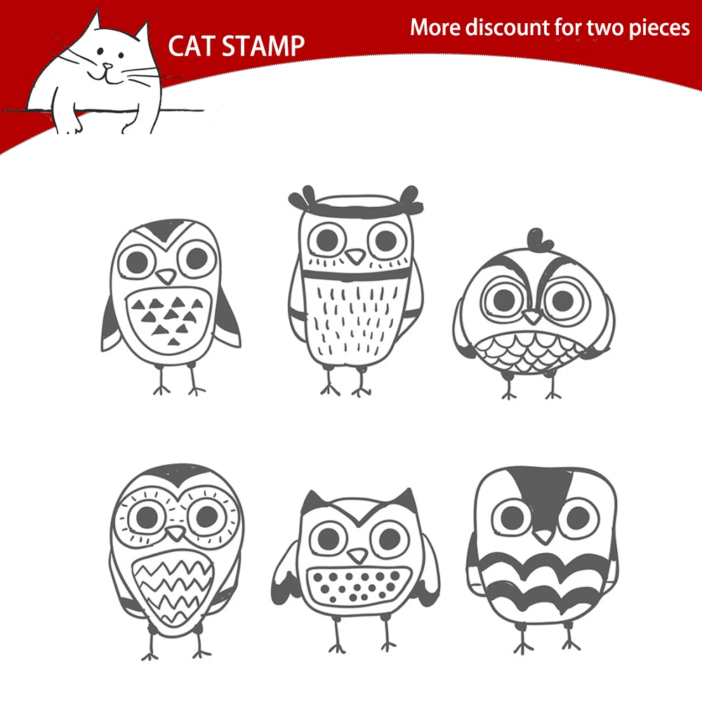 

Cute Cartoon Owls Transparent Clear Stamps For Scrapbooking Card Making Photo Album Silicone Stamp DIY Decorative Crafts