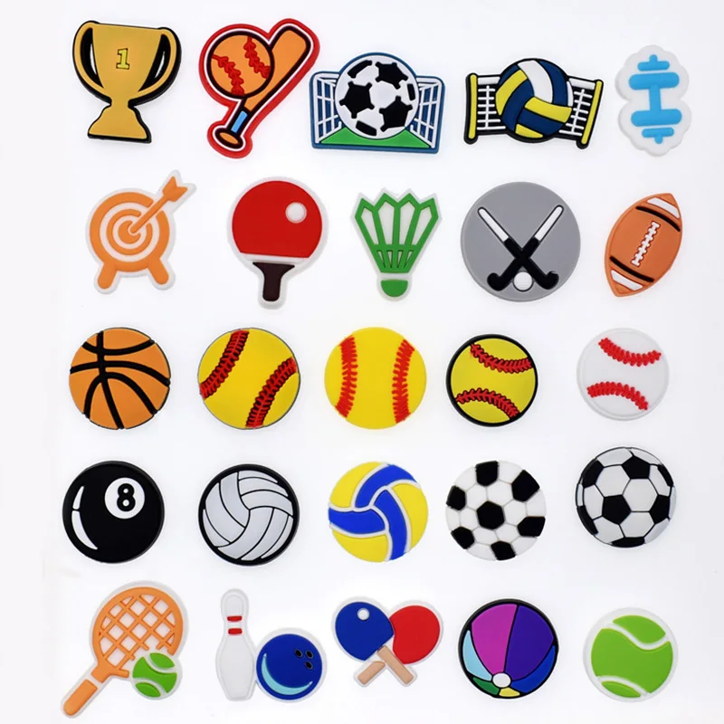 1pcs Sports Style Shoe Charms Basketball/Soccer/Baseball/Football Model Garden Shoe Accessories croc jibz for Kid X-mas gift
