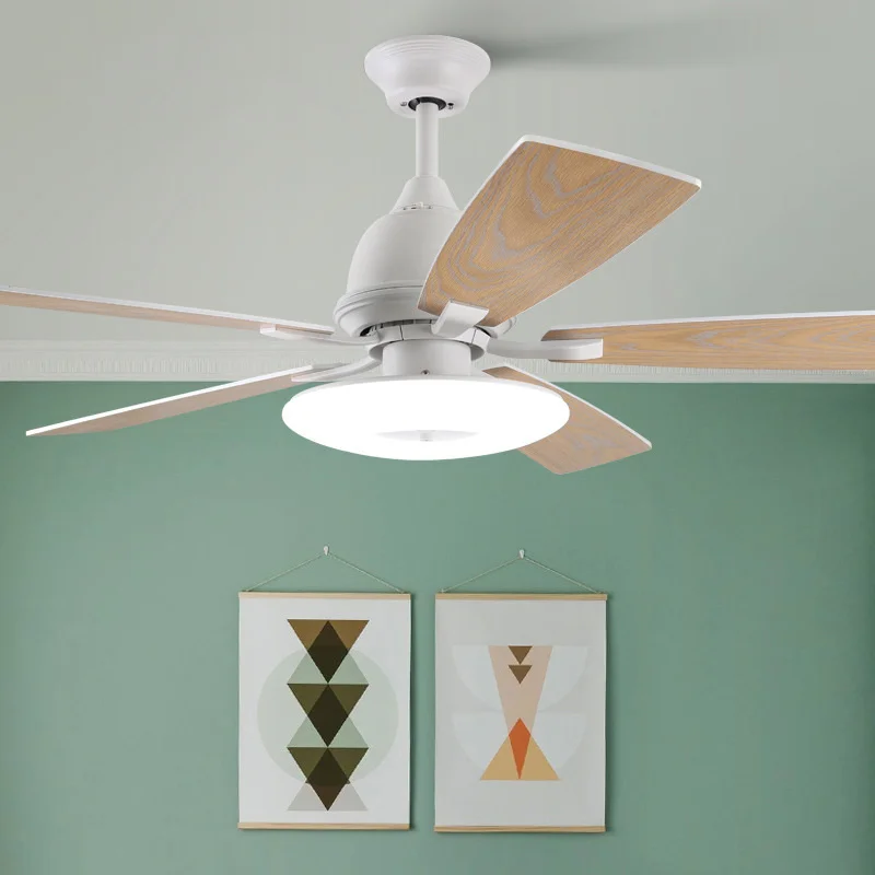 

Nordic Retro Led Wooden Ceiling Fan Light For Restaurant Bedroom Indoor Three Color Dimming With Remote Control Deco Luminaire