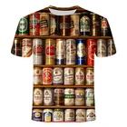 Новинка 2021, футболка с 3D принтом пива, летняя повседневная футболка, футболки с круглым вырезом и коротким рукавом, брендовая дизайнерская рубашка, мужскиеженские топы