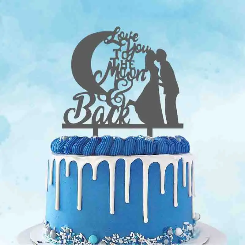 

Bride and Groom Oath I Love You to the Moon and Back Wedding Cake Topper Topper For Wedding Party Cake Decoration