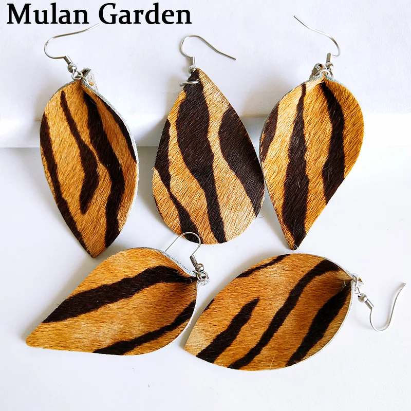 Серьги подвески из натуральной кожи с леопардовым принтом|Серьги-подвески| |