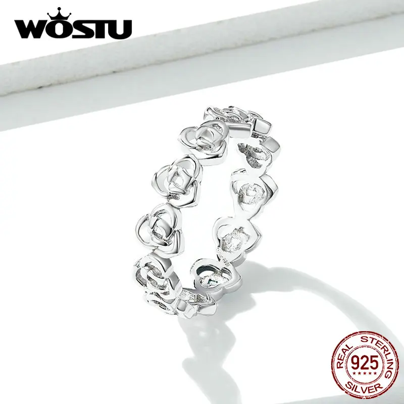 WOSTU,, 925 пробы, Серебряная роза, цветение, обручальное кольцо, для женщин, для влюбленных, модное, настоящее ювелирное изделие, подарки CTR059
