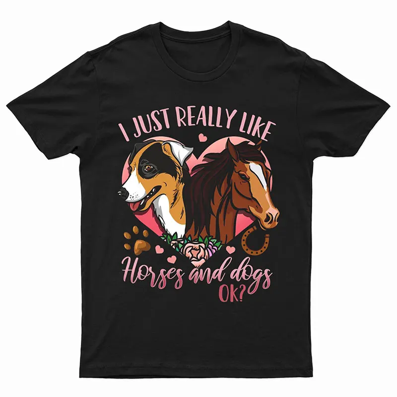 

Letter Print T Shirt Women Short Sleeve O Neck Loose Cartoon Tshirt Summer Popular Causal Harajuku Pattern Horse Cotton Tops Man