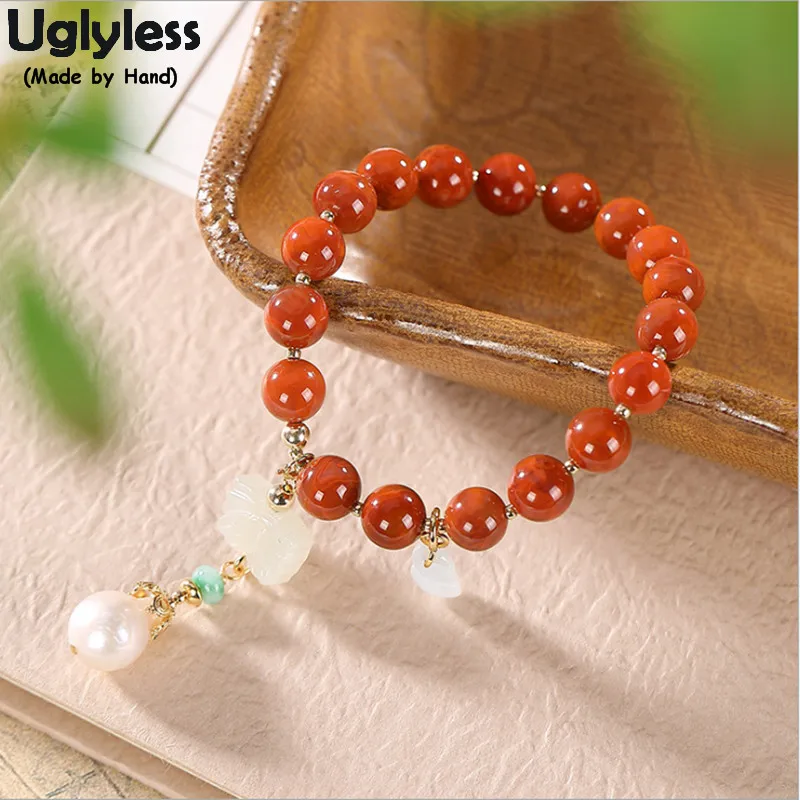 

Uglyless 14K Filled Gold 9K Gold Bracelets for Women Infinity Elastic Rope Agate Bracelets Jade Butterfly Pearls Charms Jewelry