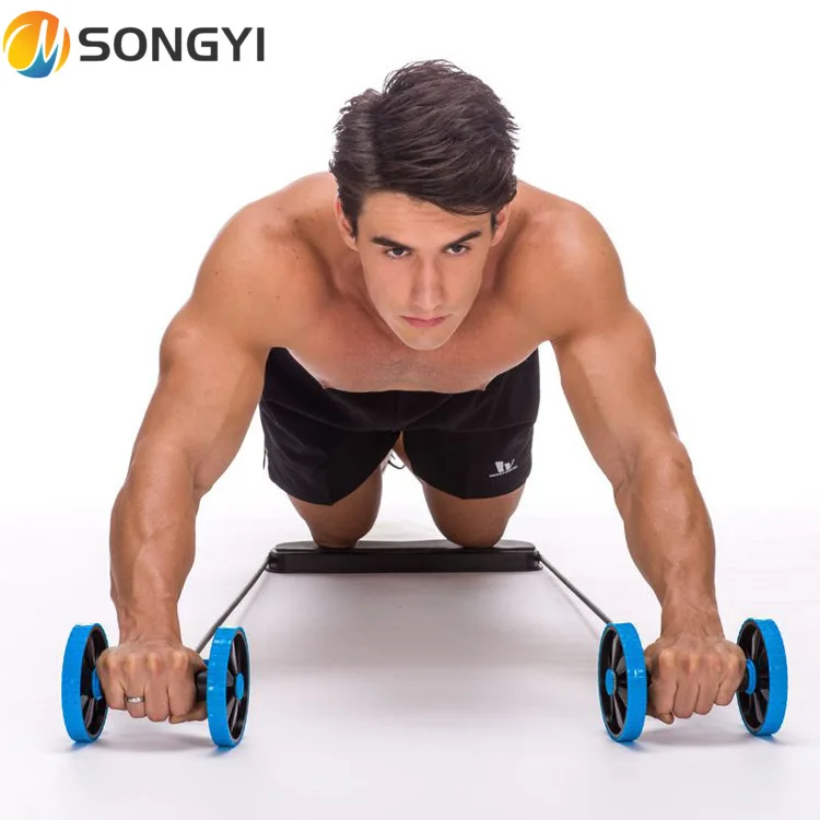 

SONGYI 2021 AB Wheels Roller Stretch Elastic Abdominal Resistance Pull Rope Tool Roller Abdominal Muscle Trainer Exercise Y132