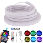 RGB Неоновый шнур светильник в 3535 с Bluetooth-управлением неосветильник вая полоса музыка синхронизация изменение цвета гибкая лента Водонепроницаемая неоновая вывеска