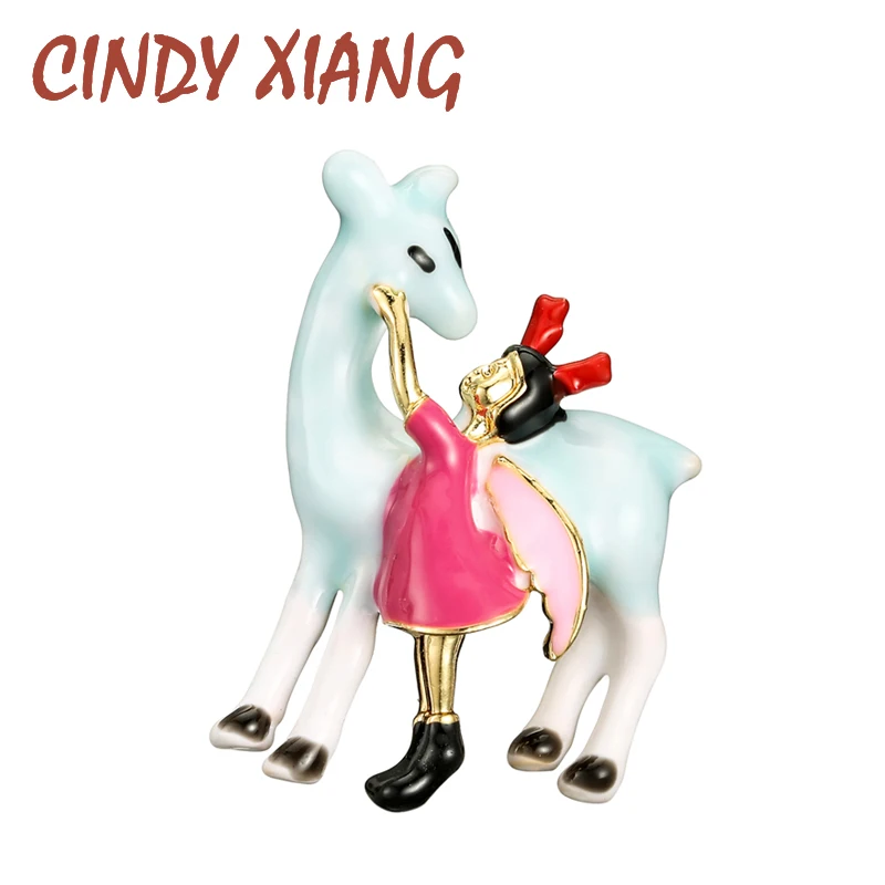 CINDY XIANG маленькая девочка и брошь лошадь эмаль креативная история броши для детей