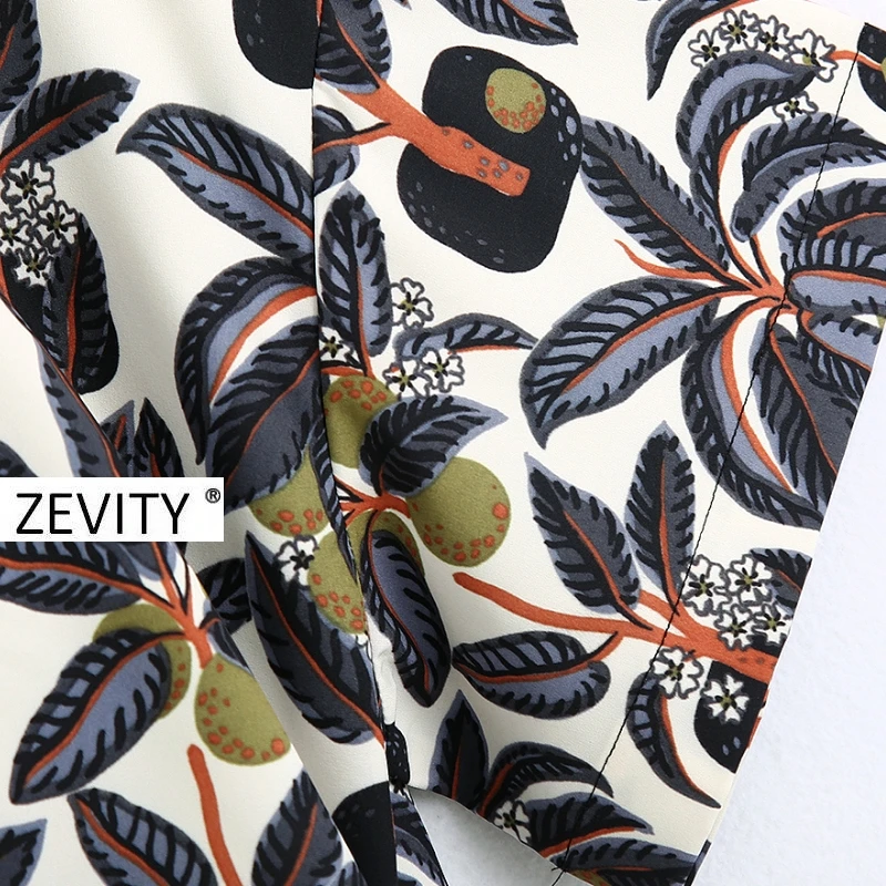 Zevity для женщин Винтаж принт тропических листьев повседневное свободное chic