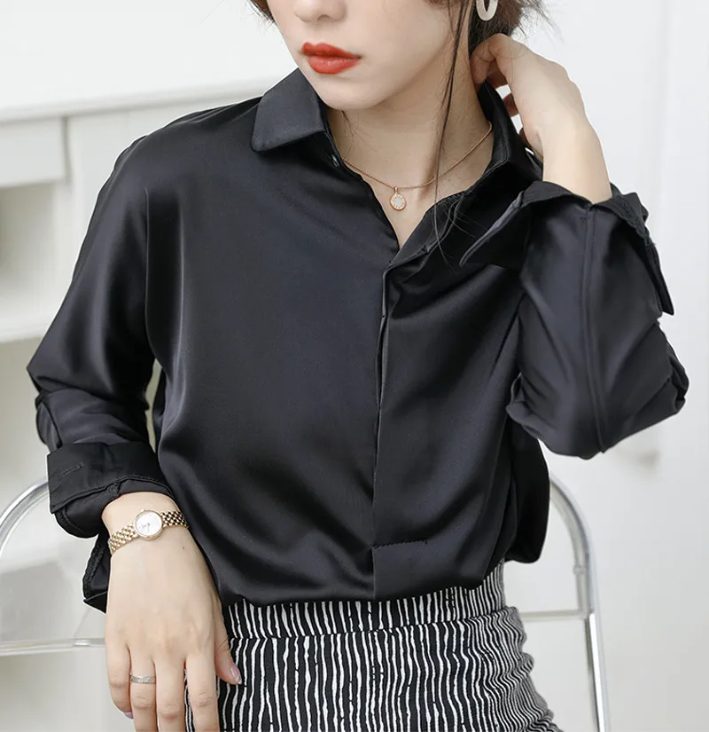 

Elegant Brief Turn-down Collar Women White Blouses Shirts 2020 Autumn Long Sleeve Loose Female Shirts Tops Mujers