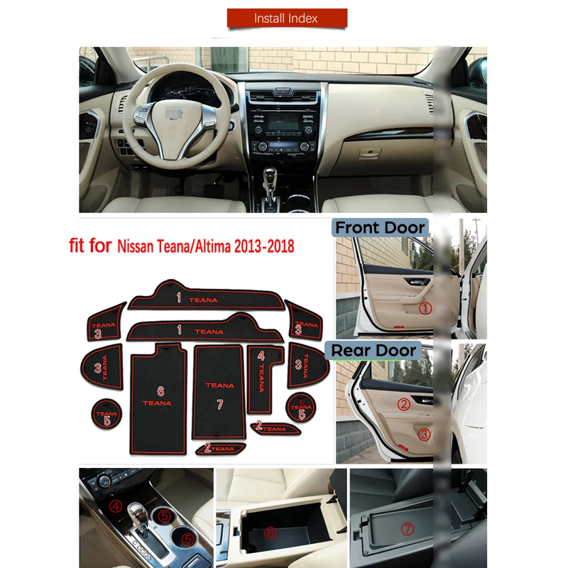Для Nissan Teana Altima L33 2013~ противоскользящие резиновые ворота слот чашки коврик двери паз коврик наклейки для автомобиля