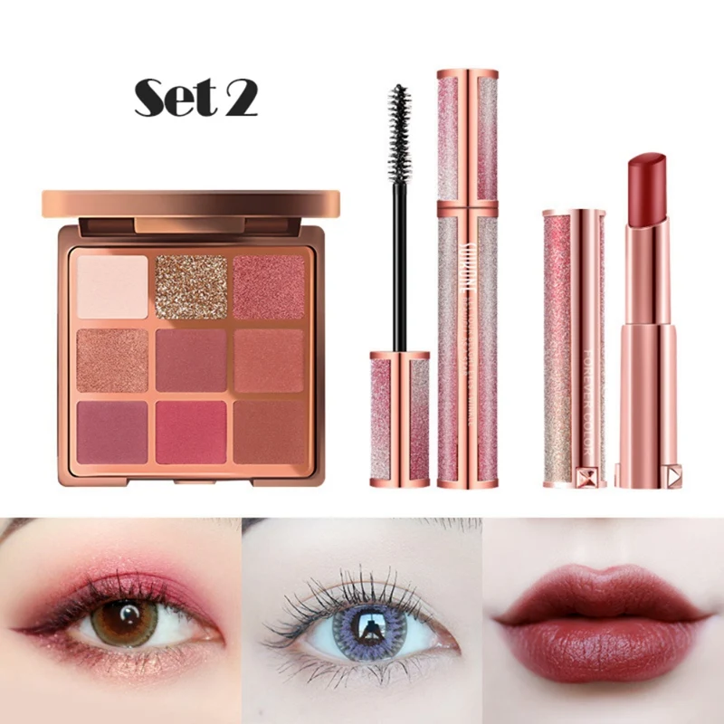Звезда Золото Алмаз макияж набор матовая губная помада 4D Тушь для ресниц