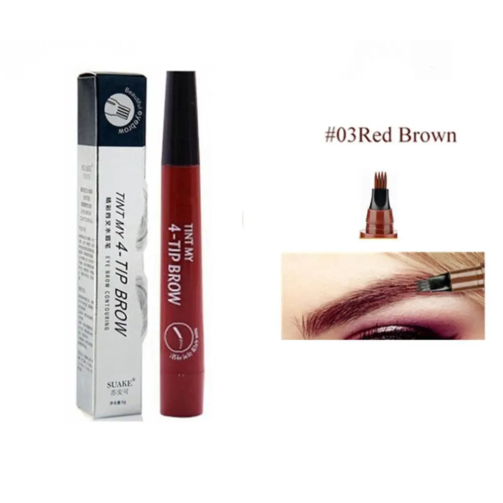 

4 Forks Tip Makeup Eyebrow Pencil Natural Eye brow Tint Tattoo Dark Brown Eyebrows Pen Lasting Eye Cosmetic Pencil