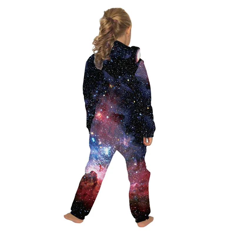 Raisvern Galaxy/детские комбинезоны с 3D принтом; комбинезоны унисекс с капюшоном и принтом; Свободный комбинезон с карманами для мальчиков и девочек; осень г
