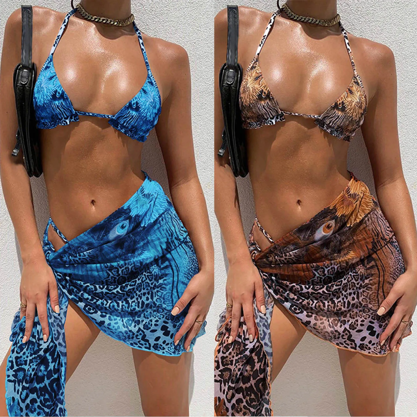 

swimsuit for women 2021 Three Piece Flower Print Split Sets Plus Size Beachwear Swimsuit Bikini traje de baño