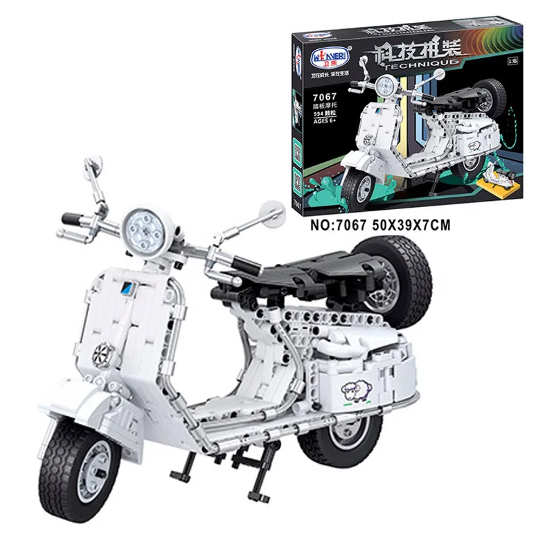 Winner Technic Moto мотоцикл своими руками Новинка 594 шт. Vespaed педаль строительные блоки
