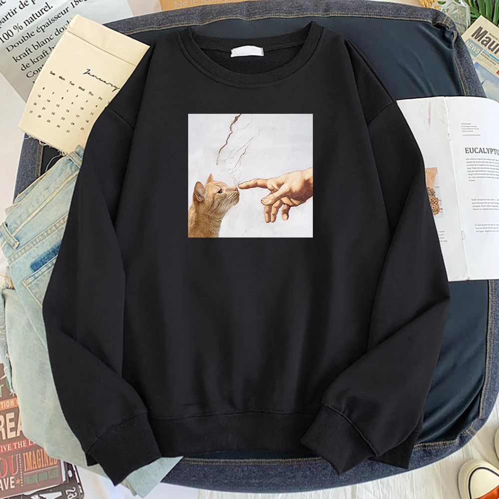 

Sweatshirt Cat And Manpower Printing Autumn Warm New Men Sportswear Fleece Harajuku Mens Sweatshirts Casual Street Male Hoody