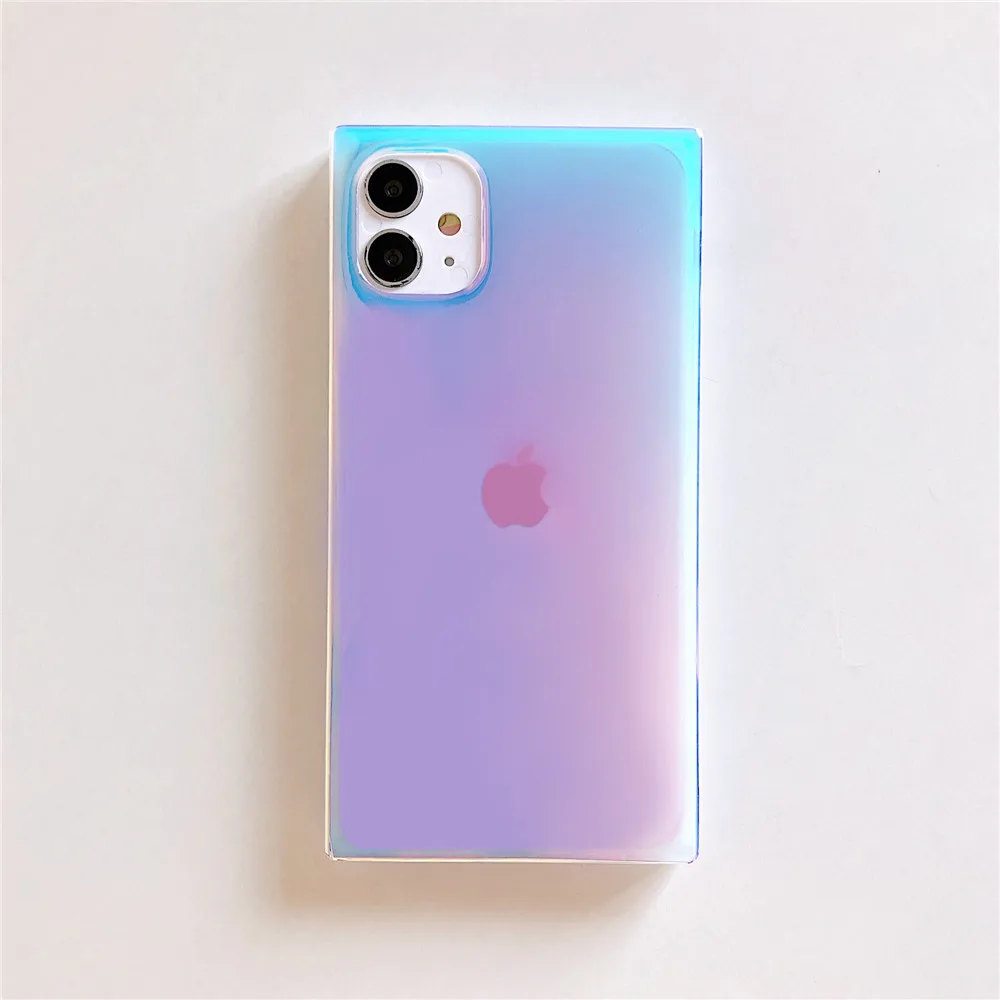 

Shockproof Fall-Anti Transparent Phone Case For iPhone 12 11 Pro X Xs MAX XR 7 8 Plus Square Camera Protection Candy Color Cover