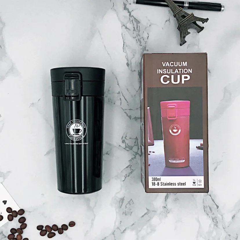 Термокружка 380 мл стеклянная бутылка вакуумная фляжка для кофе чая молока