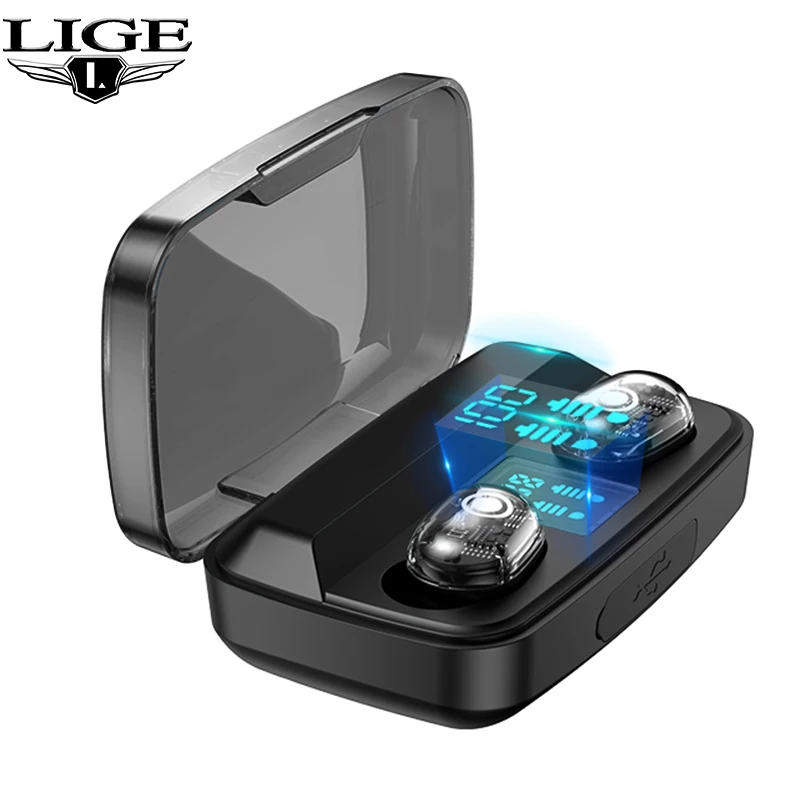 LIGE новые беспроводные наушники TWS Bluetooth 5 0 Беспроводные с зарядным боксом 1200 мАч