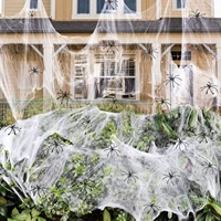 artificial spider web halloween decoration scary party scene props white stretchy cobweb horror house home decora accessories