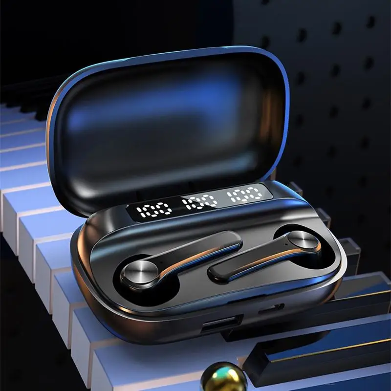 

TWS Wireless Bluetooth Headphone 5.0 Binaural Sports Music Earphones Mini Touch Headset with LED Power Display Charging Box