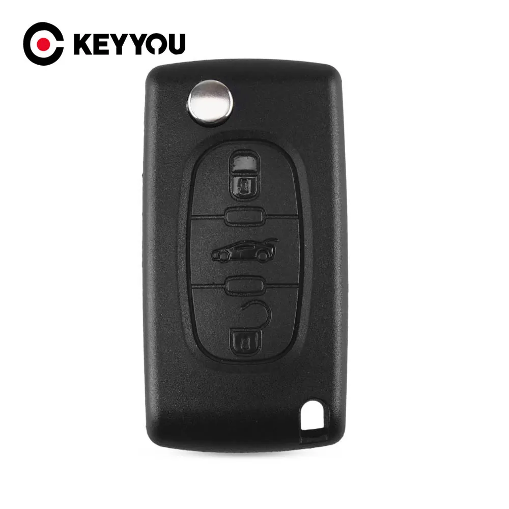 KEYYOU 3 Buttons Flip Remote Key Shell Car Keys Blank Cover For Citroen (Blade With Groove) CE0523 Type | Автомобили и мотоциклы
