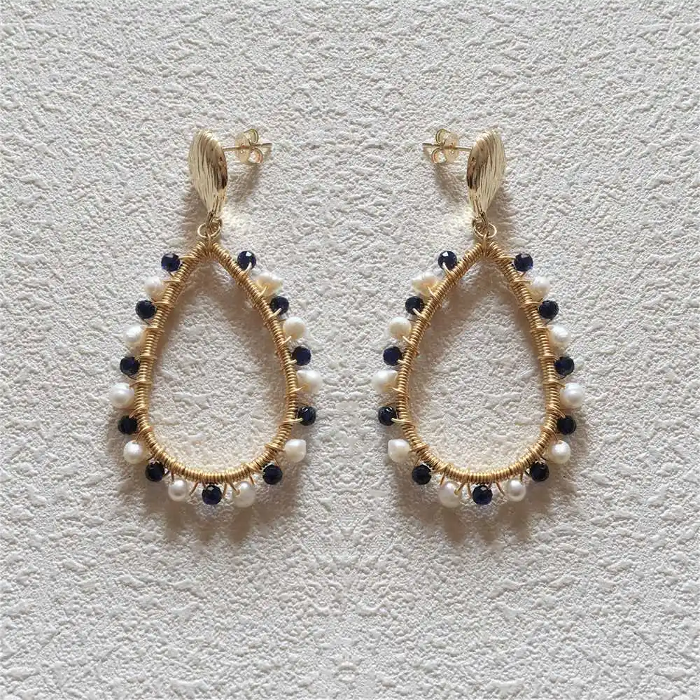 FUWO Wholesale Freshwater Pearls Drop Earrings,Gold Tone Crystal Beads Stud Earring Jewelry Gift For Women ER531 5Pairs/Lot