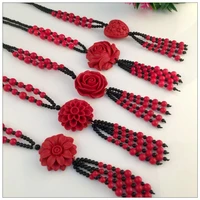 the new korean version of the red red bohemian national style sweater chain long rose flower sunflower heart shaped necklace lad