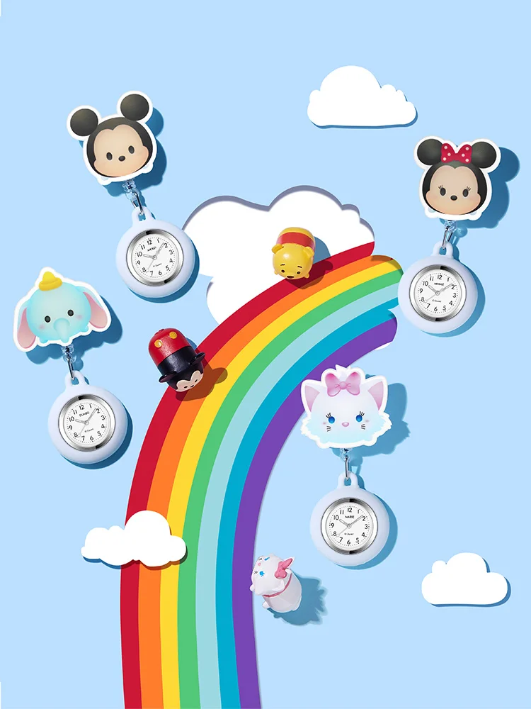 

Women's Pocket Portable Watch Exam Cartoon Cute Student Pocket Watch Luminous Waterproof Chest Watch Pocket Watch Disney