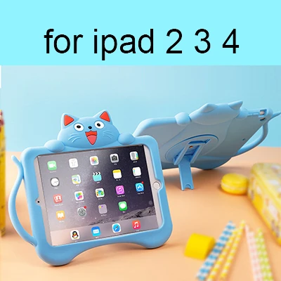 B for ipad 2 3 4 Милый 360 Вращающийся детский чехол для iPad mini 4 Air 1 2 5 6 мягкий силиконовый резиновый чехол для планшета с рисунком кота для IPad 2, 3, 4 - Цвет: B for ipad 2 3 4