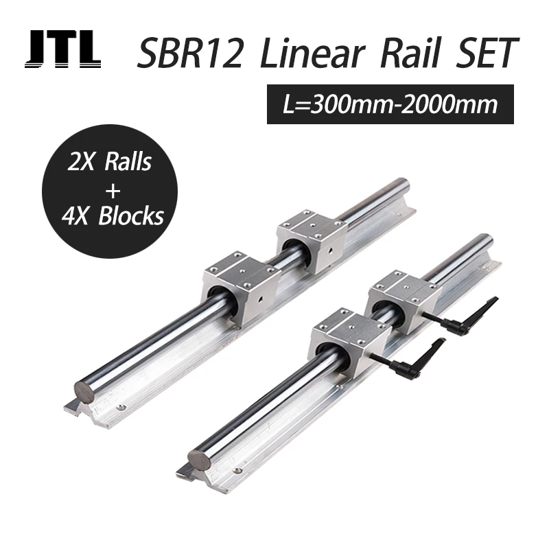 Линейная направляющая SBR12 2 шт. линейная длиной 300 мм 400 500 600 700 800 4 SBR12UU скользящие