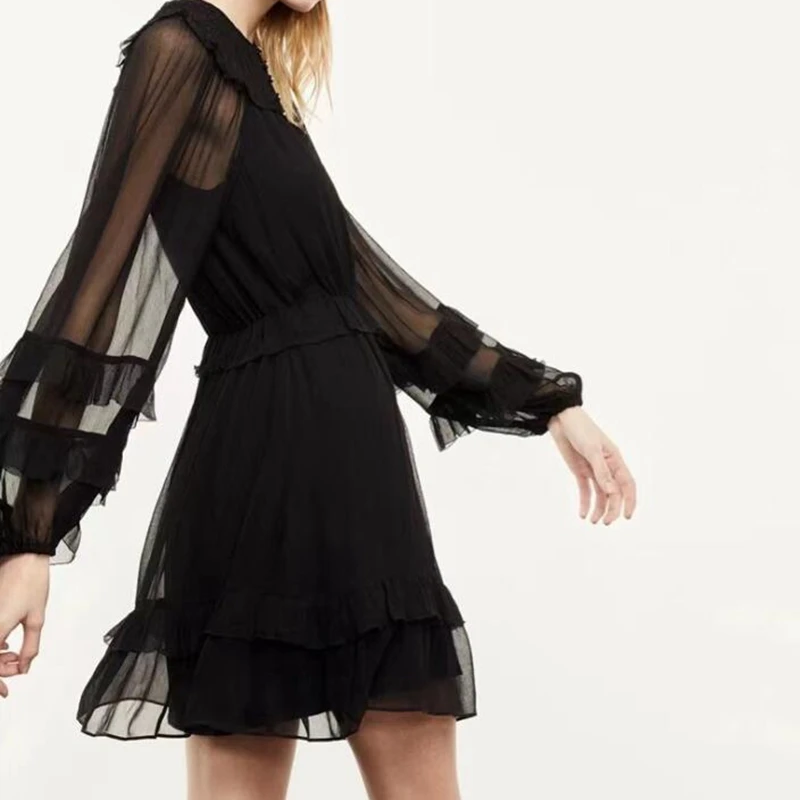 

2021 New Woman Black White See Through Dresses