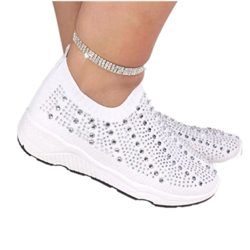 

Casual large size woven shoes women's summer 2021 autumn and winter new style rhinestone flat bottom breathable and comfortable