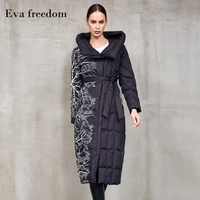 light luxury down jacket heavy industry embroidered evafreedom winter womens printed hooded duck feather coat tide brand