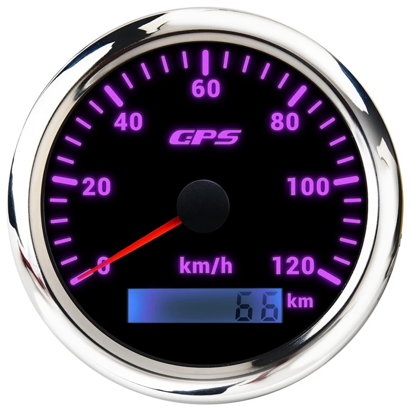 85MM GPS Marine Speedometer 0-120KM/H 7-Color Backlight Digital Odometer For Yachts Boats |