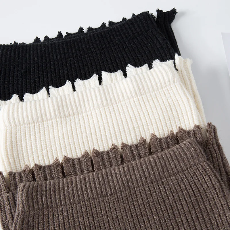 Вязаная Шерстяная Юбка для маленьких девочек однотонная Теплая юбка в полоску