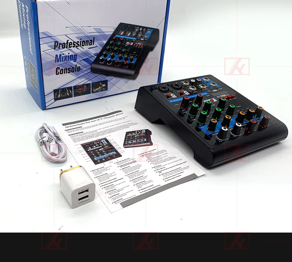 LEORY Mini 4 канальный караоке микшер Профессиональная студия аудио DJ микшерный пульт усилитель цифровой микрофон микшер