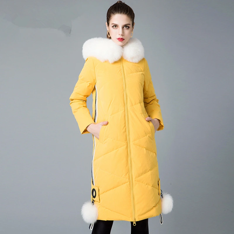 2020 новый бренд женский пуховик большой Лисий мех с капюшоном одежда корейский
