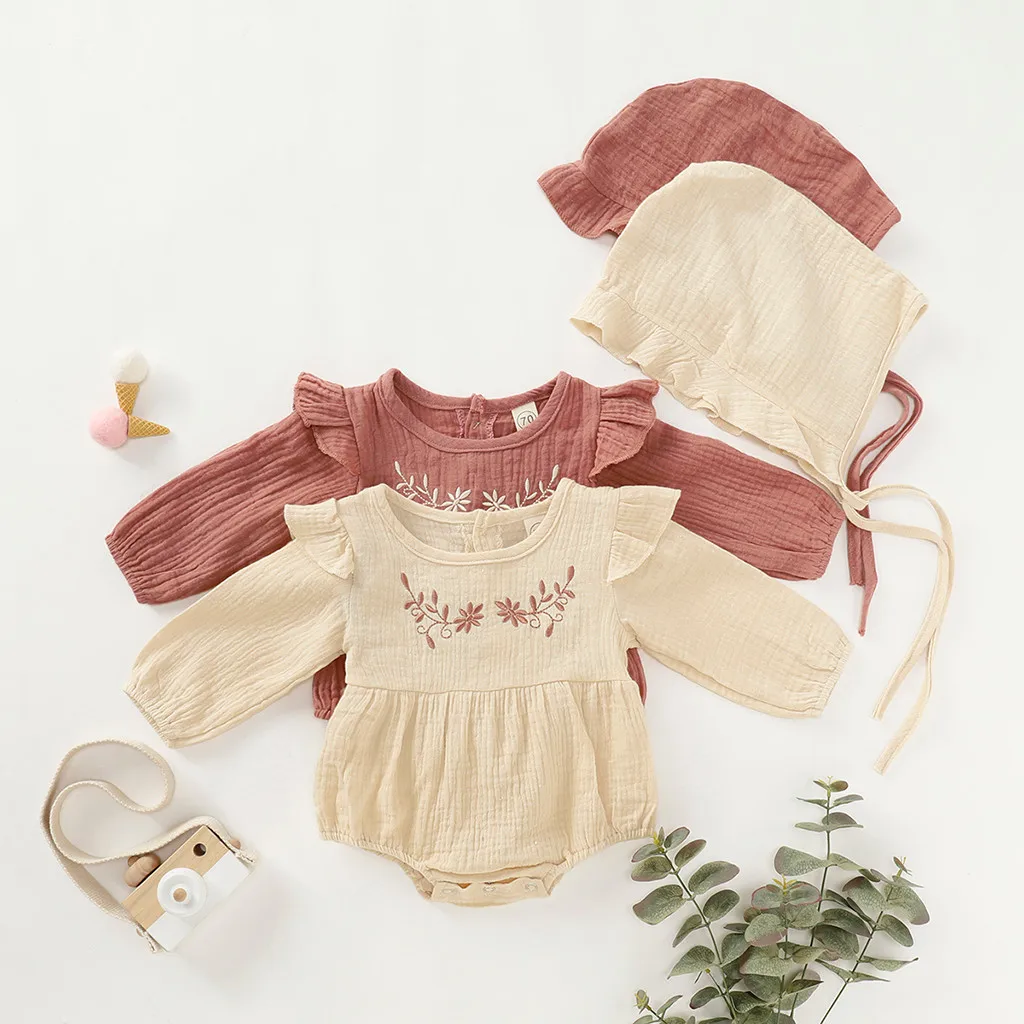 Комбинезон с оборками для маленьких девочек хлопковый льняной комбинезон