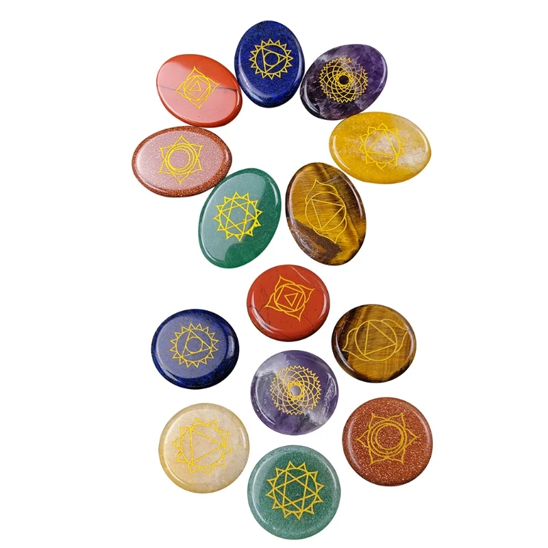 

Новинка 2021, креативный Набор из 7 исцеляющих каменный орнамент чакр, полированные чакры