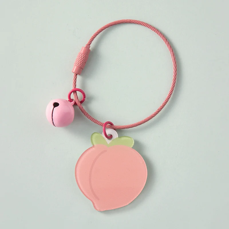 

Cartoon Fruits Wire Ring Keychain Kawaii Trinkets Car Bag Lanyard Charm Acrylic Pendant Key Rings Holders Lovers Best Gift