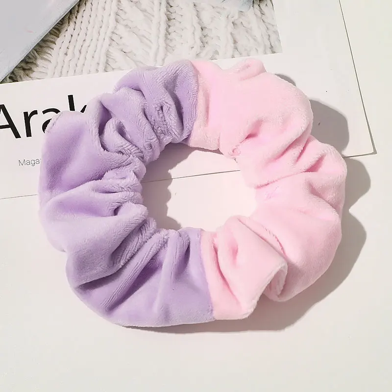 

New Rainbow Soft Velvet Scrunchies Velvet Scrunchie Tie Dyeing Elastic Hair Rubber Color Matching Fashion Hair Accessories New