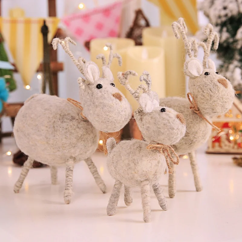 Милый шерстяной войлок ручной работы олень кукла уникальные рождественские