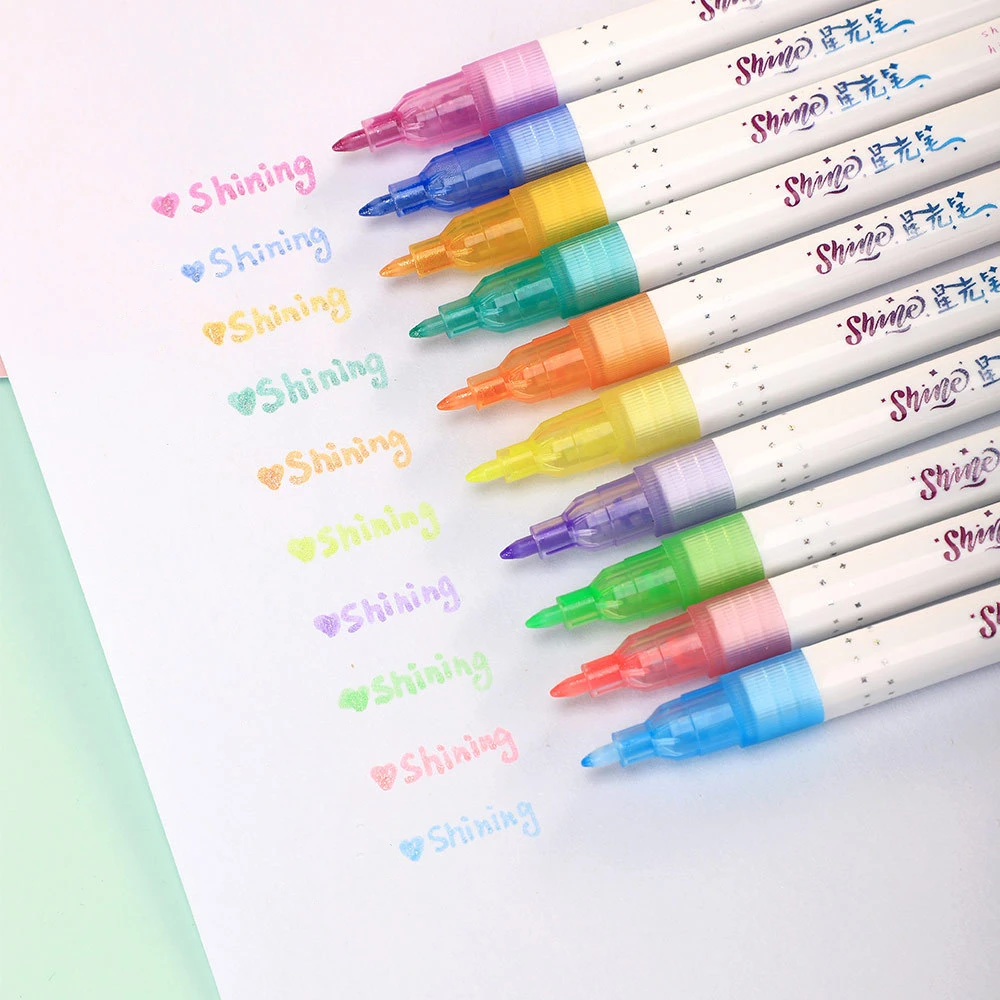 

5pcs Shine Highlighter Pen Set Bling Glitter Shining Art Marker Color Drawing Paint for Journal Diary School Supplies A6243