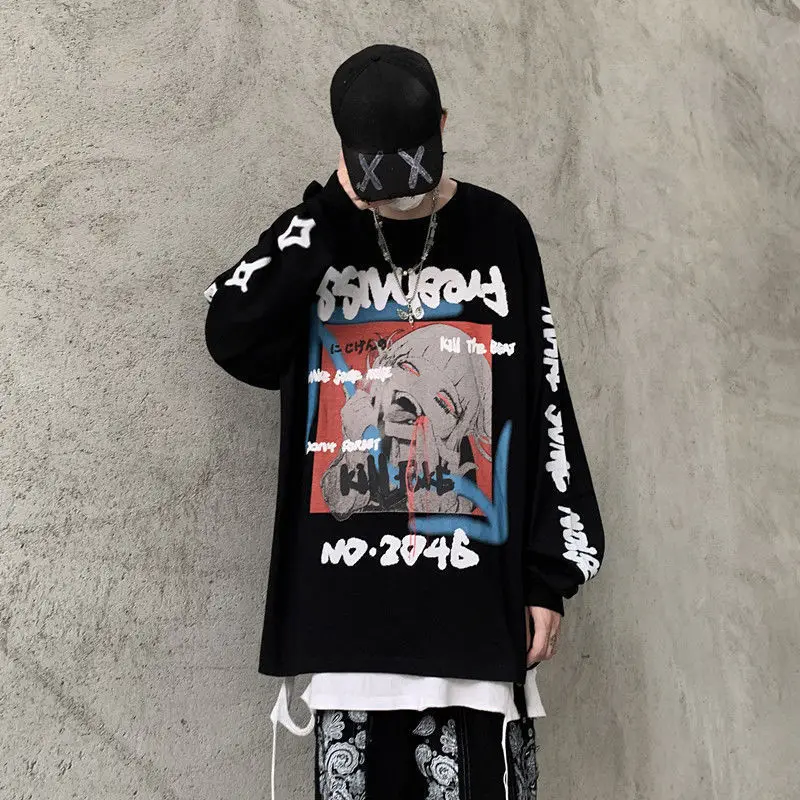 

Men's sweater dark high street loose coat Long Sleeve Shirt student men's clothes men's new style in spring and Autumn