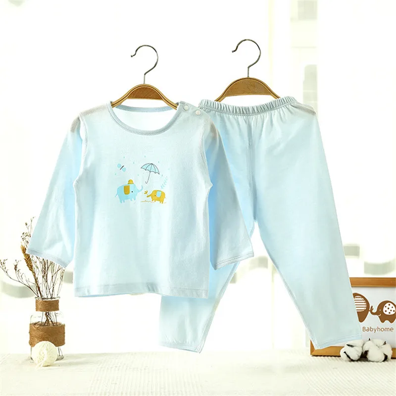 

0-24M Pure cotton children clothing home service suit spring summer thin section long-sleeved baby pajamas baby underwear