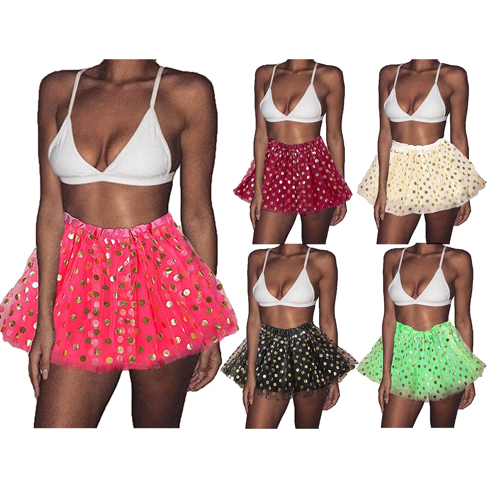 

Женская трикотажная Мини-юбка в горошек, с высокой талией