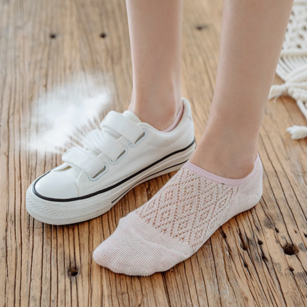 носки женские хлопковые 5 пар силиконовые противоскользяще в сетку невидимки